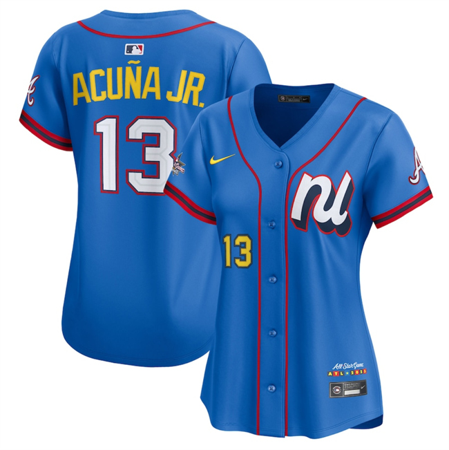 Women's National League #13 Ronald Acuña Jr. Blue 2025 All-Star Edition Limited Stitched Baseball Jersey(Run Small)
